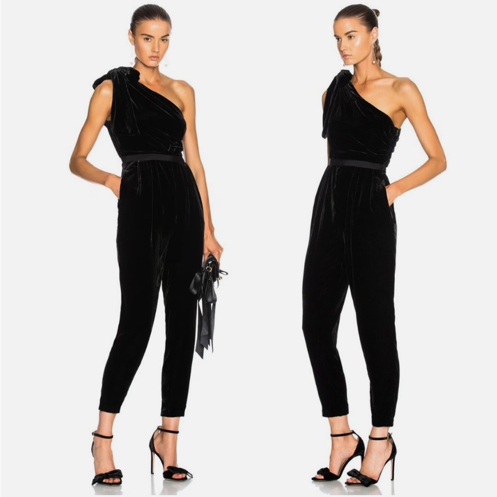 Ulla Johnson Black Velvet Jumpsuit One shoulder. New with tags!
